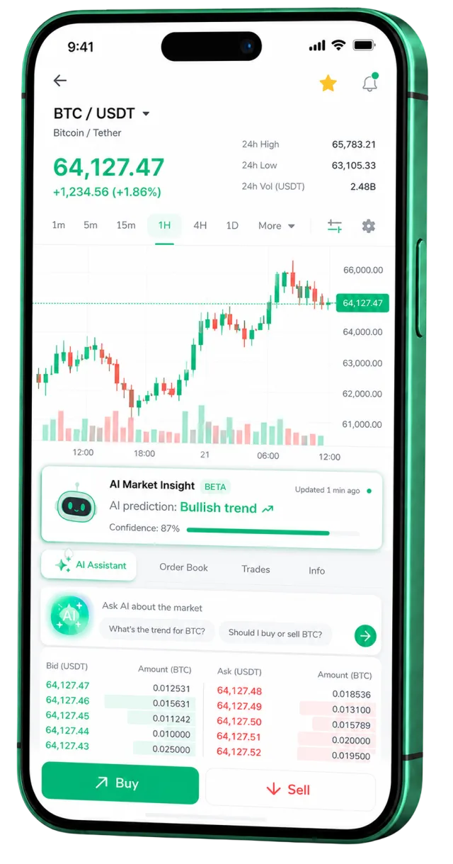 Aplicación móvil de trading Boost 2U Axid corriendo en un smartphone